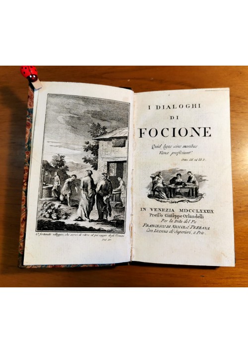 I DIALOGHI DI FOCIONE di Gabriel Bonnot de Mably 1789 Orlandelli Libro Antico